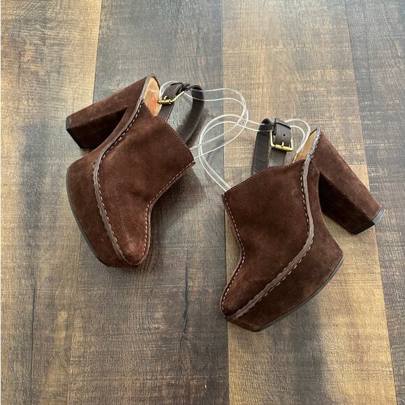 Michael Kors Brown Suede Platform Slingback Clogs Women’s Size 8 - Picture 12 of 12